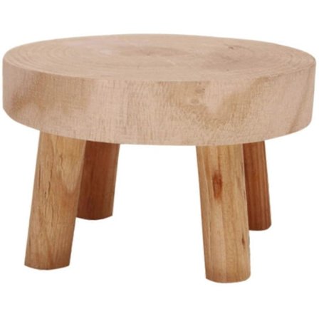 Mini Rund Naturlig Tre Krakk, Blomsterpotte Stativ, Hagekrakk, - 3.5" Høy Naturlig Tre