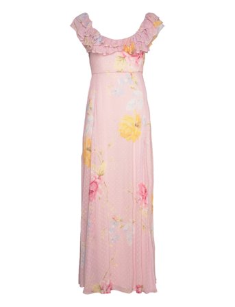 Dotted Georgette Maxi Dress Pink By Ti Mo
