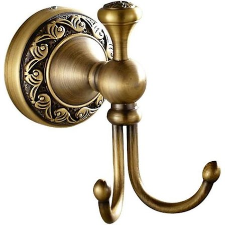 Krog til tøj Retro Messing Badeværelseskrog 2 Kroge Badeværelsestilbehør Sæt Toiletpapirholder Antik Messing Finish Vægmontering Guld Bølge
