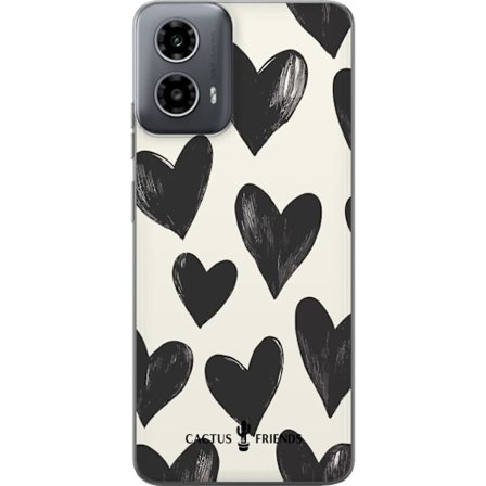 Kompatibelt Mobildeksel til Motorola Motorola Moto G34 Cactus and Friends - Bold Black Love Pattern