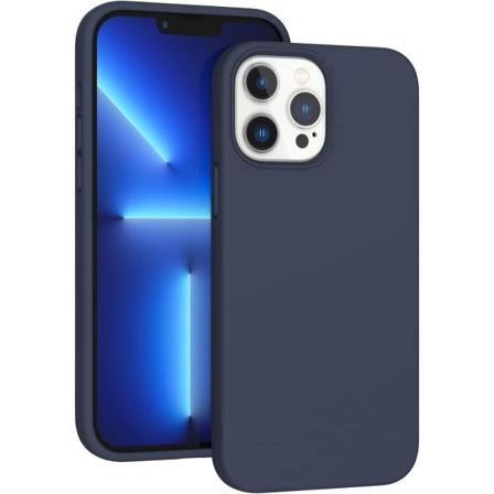 iPhone 13 Pro Max -puhelinkotelo 6,7 tuumaa, [iskunkestävä] [naarmuuntumaton] ohut nestekotelo suojaava puskuri 2021 (keskiyönsininen)