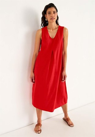 Cellbes of Sweden - Jersey-kjole med lommer i rød for damer i størrelse 50/52