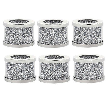 6-pack Kristallglas Servetthållare Silver Diamant Servettringar, Krossade Diamant Bordsdekorationer Blin js