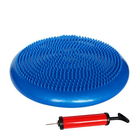 Dynamisk sitteball sittepute med pumpe, blå 33 cm, valgfri farge, piggete luftpute balansepute