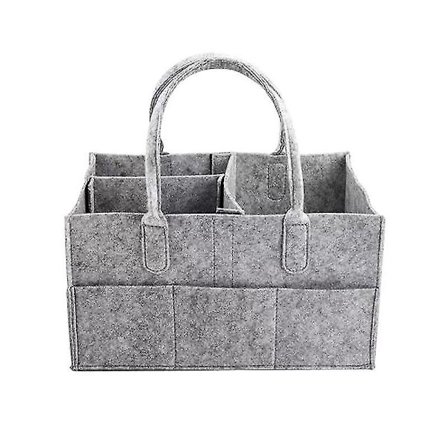 Sammenleggbar stelleveske-arrangør for baby, bærbar oppbevaringskurv for barnehage med utskiftbare rom (grå)