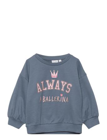 Nmfvalona Ls Long Boxy Sweat Unb L Sweat-shirt Tröja Blå Name It