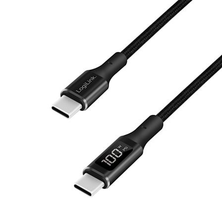 USB-C - USB-C-kabel med display USB 2.0 PD 3.1 240W 1 m Svart