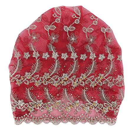 Turban hodeplagg stilig elegant brodert fjærstil europeisk retro hatt for kvinner rødvin
