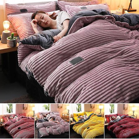 3/4 Delar Ab-Sida Förtjockad Sammet Vinter Sängkläder Set Full Queen King Size Påslakan Hushåll
