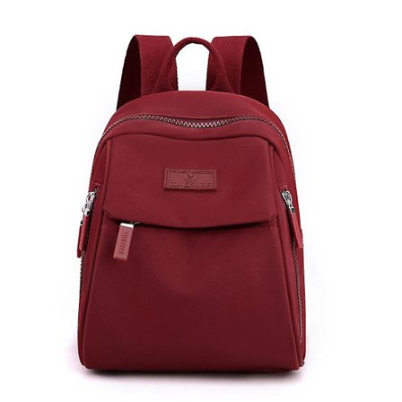 Vanntett ryggsekk Nylon stoffveske Mote ryggsekk dame Casual student skolesekk Stor kapasitet Pendler reiseveske Daypack Rød