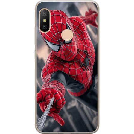Kompatibelt Mobildeksel til Xiaomi Xiaomi Redmi 6 Pro Dynamisk Spider-Man illustrasjon i actionperspektiv, superhelt tema med bevegelsesenergi og kine