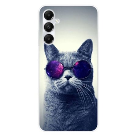 Siliconfodral - Kompatibel med Samsung Galaxy A05S - design med katt med glasögon