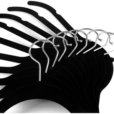 10 stk. sorte fløjlsbøjler