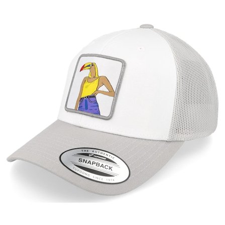 4REAL - White trucker Caps - Posh Tucan Tank Top Patch White/Silver Trucker @ Hatstore