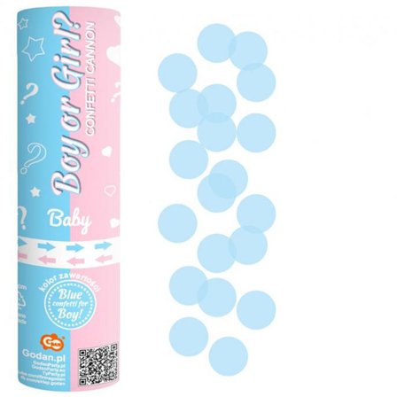 Konfettikanon Boy or Girl (Boy) Blå 15 cm