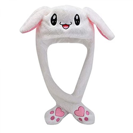 Moving Ear Rabbit Hat, Plysch Bunny Ears Pannband Halloween Animal Easter Cosplay Rabbit-----Vit