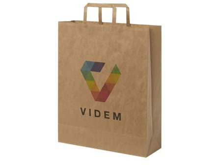 Papperspåse platt handtag brun L - Lyreco - Profilsortiment - Kassar och påsar - Papperskassar