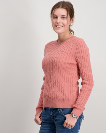 GANT STRETCH COTTON CABLE C-NECK Rouge Pulls Fille - Kids Brand Store