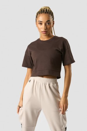 ICANIWILL - Stance Cropped T-shirt Wmn Dark Brown - Dame - ICIW