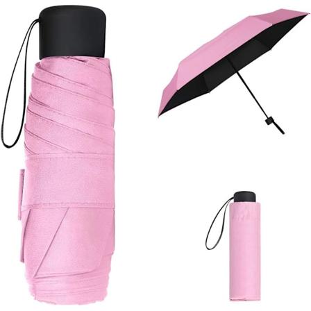 Taitettava sateenvarjo - Mini taskukokoinen aurinkosateenvarjo, kevyt tuulenkest v muotoilu ulkoilmatoimintaan pink