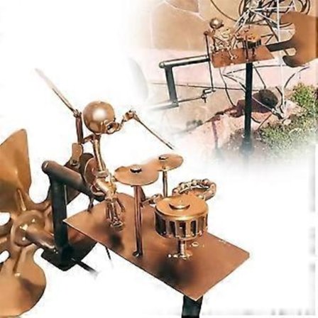 Trommeslager Vindmølle Håndlavet Metal Slagtøjsfigur Rockin Kunst Haveindretning til Musikelskere og