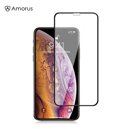 Amorus Heltækkende Hærdet Glas Skærmbeskytter iPhone 11/XR Sort