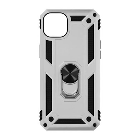 Coque iPhone 14 - ADVARSEL - Stødabsorberende - Sølv - Holdring - Video støtte