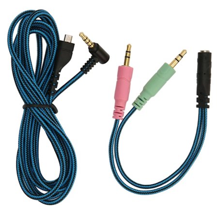 Korvaava kuulokekaapeli kulmaliittimellä ja Y-adapterilla Steelseries Arctis 3 5 7 Pro -kuulokkeille, 2 m OFC-ydin kuulokekaapeli kestävällä 