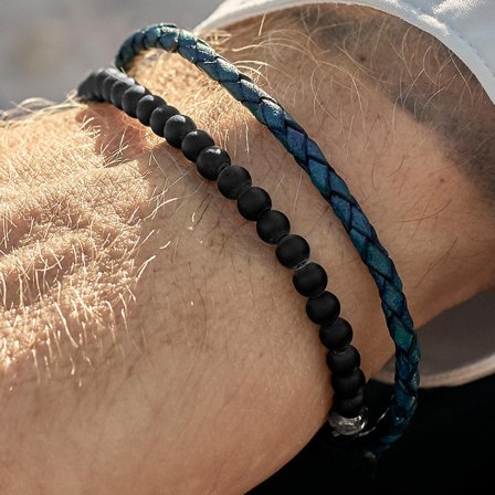 Bracciale William 925 nero e blu navy per uomini - Bracciali intrecciati