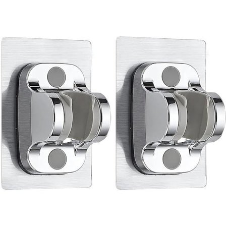 (Sølv) Dusjhodeholder - Sterkt lim - Sølv - Justerbar vinkel - Pakke med 2 - 12 cm