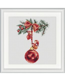 Stickpackung Bild Wichtel auf der Weihnachtskugel - Thea Gouverneur