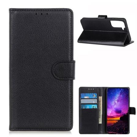 Samsung Galaxy S21 - Litchi Textur Fodral - Svart Black Svart