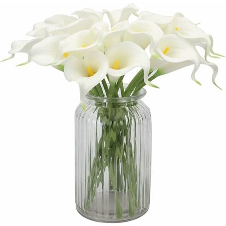 9 stk. Kunstige Calla Liljer med ægte følelse til bryllup, kontor, hjem, køkken, festdekoration, begivenhed, dekoration (hvid) KLB