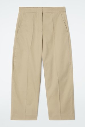 COS Women's Cotton Twill Chinos in Beige