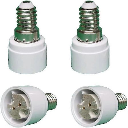 Sett med 4 E14 til G4 Mr16 Gu5.3 Gu4 Baseadapter for LED eller Halogenlampe