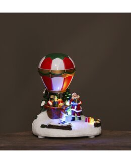 Juldekoration Tomten Med Luftballong och LED Röd - Linea