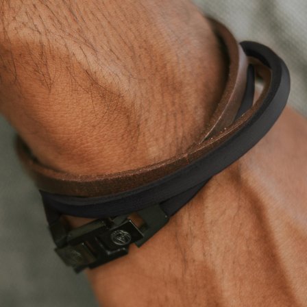 Bracciale Roy a doppia fascia con colori scuri per uomini - Bracciali in pelle