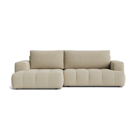 Dune Chaiselongue-Schlafsofa, links, Nordic Dunkelbeige, modernes Design, vertikale Steppung, komfortable Polsterung, Schlaffunktion, 89cm.