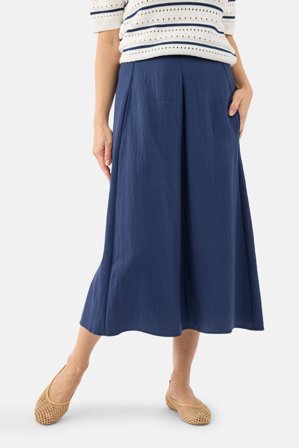 SIGNATURE - Midi Nederdel – Navy – Med Lommer