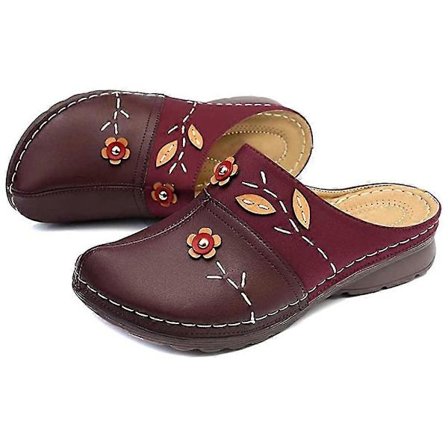 Dame Træsko Sandaler Damer Komfort Lukket Tå Kiler Hæle Platform Sko Blomster Hjemmesko