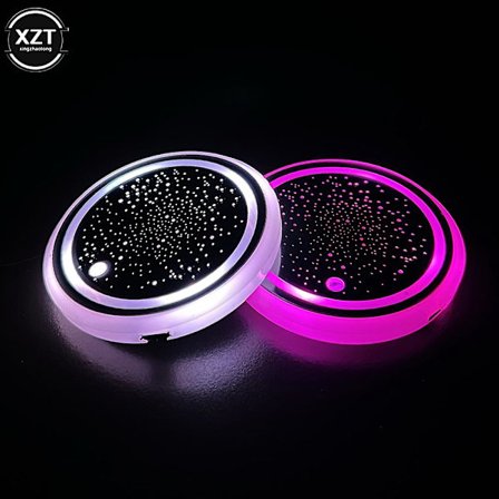 2 st Universal Lysande Bil Vattenkopp Underlägg Hållare 13 färger USB Laddning Led Bil Interiör Dekoration Atmosfär Ljus Underlägg| |