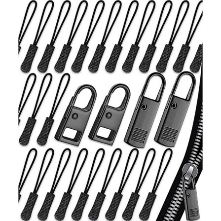 Dragkedja dragkedja, uppgraderad dragkedja dragkedja ersättning (24-pack), universell ersättning dragkedja dragkedja, dragkedja flik ersättning, små 