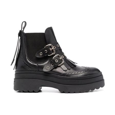 Red(V) Buckled combat Laarzen , Zwart , Dames , Maat: 40 EU Enkellaarsjes