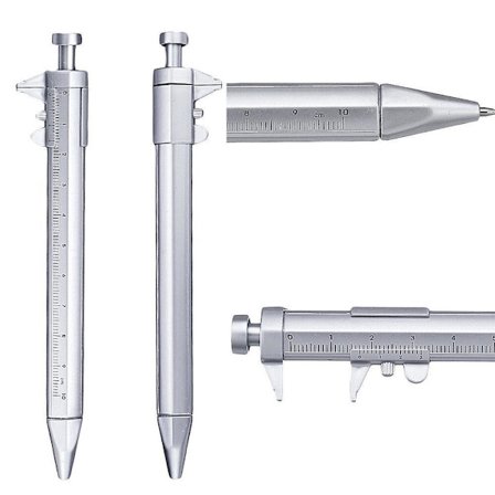 2x Multifunksjonspenn med skyvelære Blått blekk