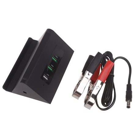 Kompakt DC-omformer med batteriklemme, 12V 24V til 5V 3-ports USB-strømadapter