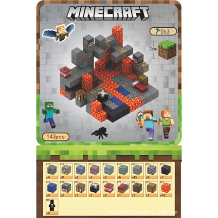 Minecraft byggeklosser, inkludert 143 sekskantede magnetiske kuber, leveres med 4 figurer (Mine Adventure)