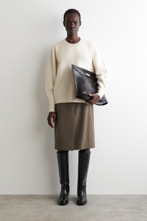 COS Femme Pull Silhouette Arrondie En Laine Double Face in Blanc