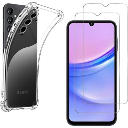 Iskunkestävä kuori Samsung Galaxy A15 4G / A15 5G:lle ja 2 Karkaistua Lasisuojakalvoa Phonillico