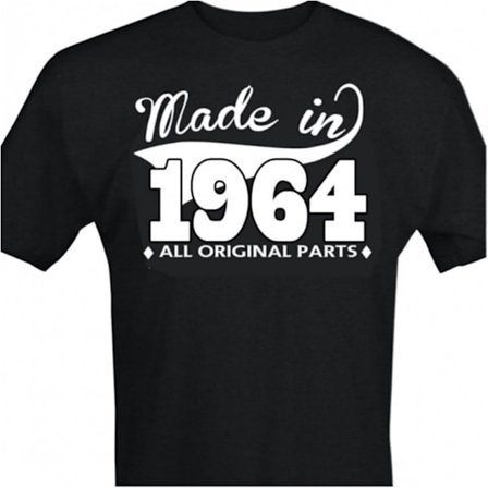 Svart T-shirt med design - Made in 1964 - All original parts