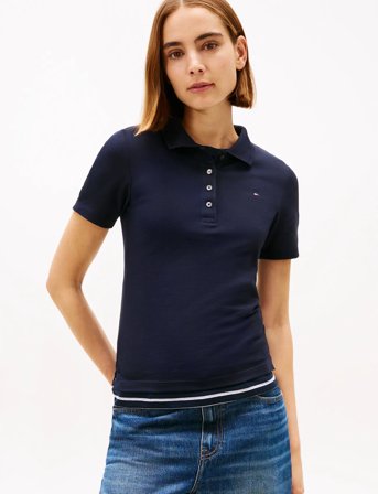 Tommy Hilfiger 1985 Slim Pique Polo Ss - Navy - M
